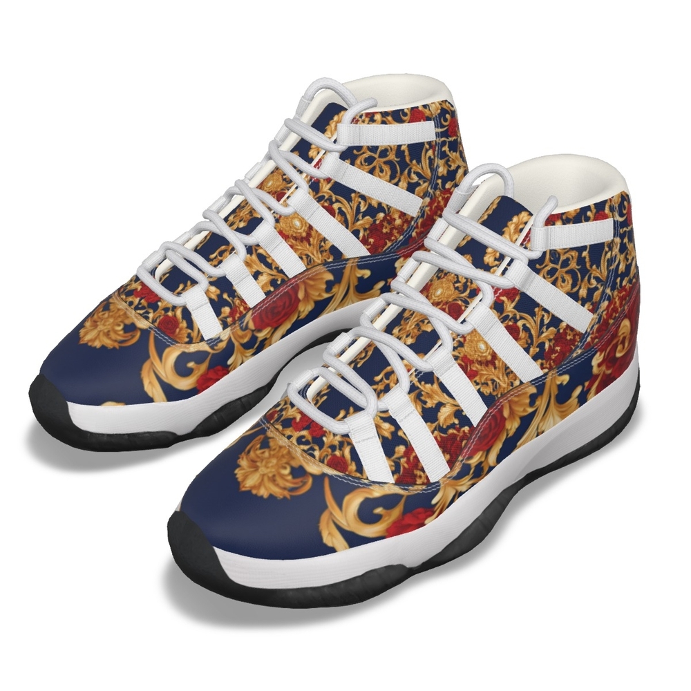 Men's Blue and Gold High-Top Sneakers